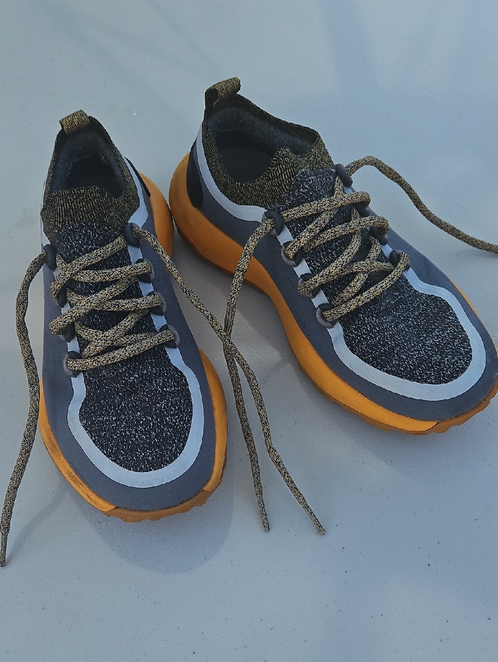 allbirds Women's Knit Athletic Hiking Sneakers in Black, Gray & Orange